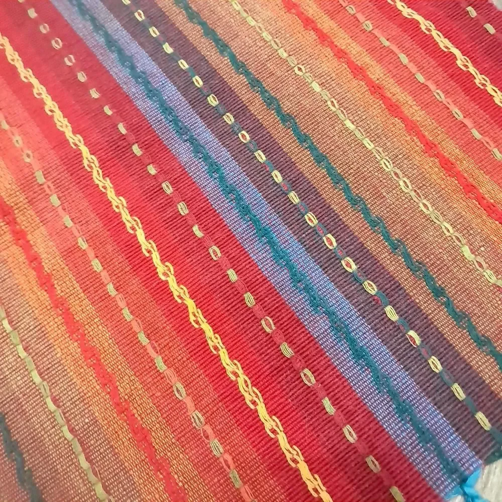 Pier 1 Imports Table Runner Striped Fringe rainbow boho aztec southwest fiesta